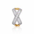 Zirkon Taşlı X Tasarım Gold & Silver Paslanmaz Çelik Yüzük | ECHOSE